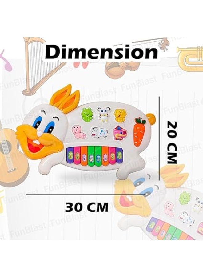 FunBlast Kids Musical Rabbit Piano with Flashing Lights, 15 Keys, 3 Play Modes (Piano, Animal Sounds, Music Songs), 6 Animal Sounds, Educational Toy for Sensory & Musical Development, Multicolor – - Image 5