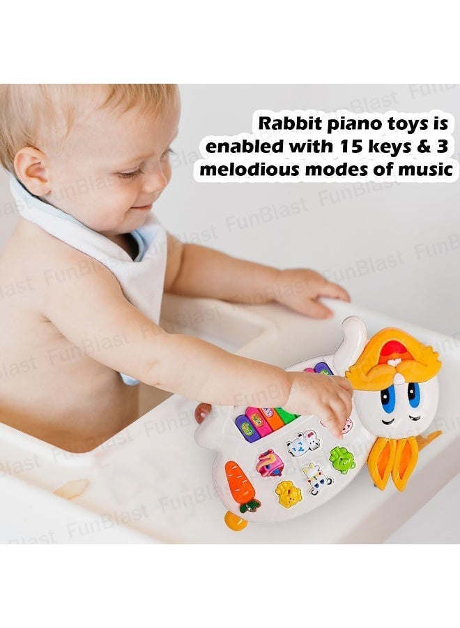 FunBlast Kids Musical Rabbit Piano with Flashing Lights, 15 Keys, 3 Play Modes (Piano, Animal Sounds, Music Songs), 6 Animal Sounds, Educational Toy for Sensory & Musical Development, Multicolor – - Image 4