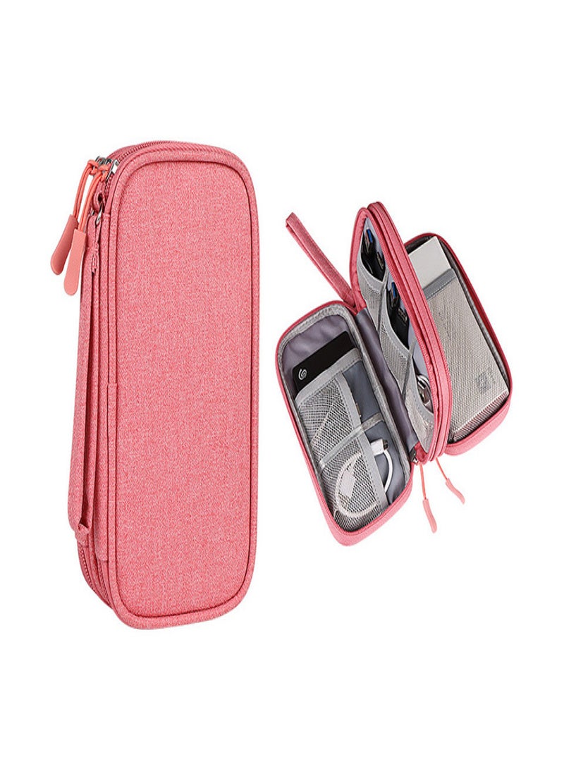 Digital accessories data cable U USB shield headphone box mobile power hard disk protective sleeve switch storage bag Square (Crystal) 1988 Small Beauty Pink Square (Crystal) 1988 - Image 1