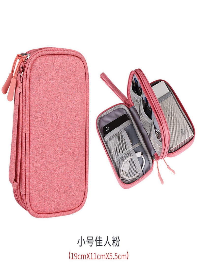 Digital accessories data cable U USB shield headphone box mobile power hard disk protective sleeve switch storage bag Square (Crystal) 1988 Small Beauty Pink Square (Crystal) 1988 - Image 2