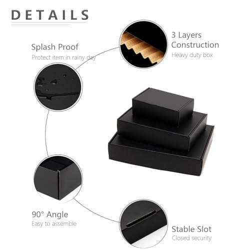 MALANI STORES Premium Eco-friendly 6x4x2 inch Black selflock corrugated 3ply boxes Pack of -50 - Image 2