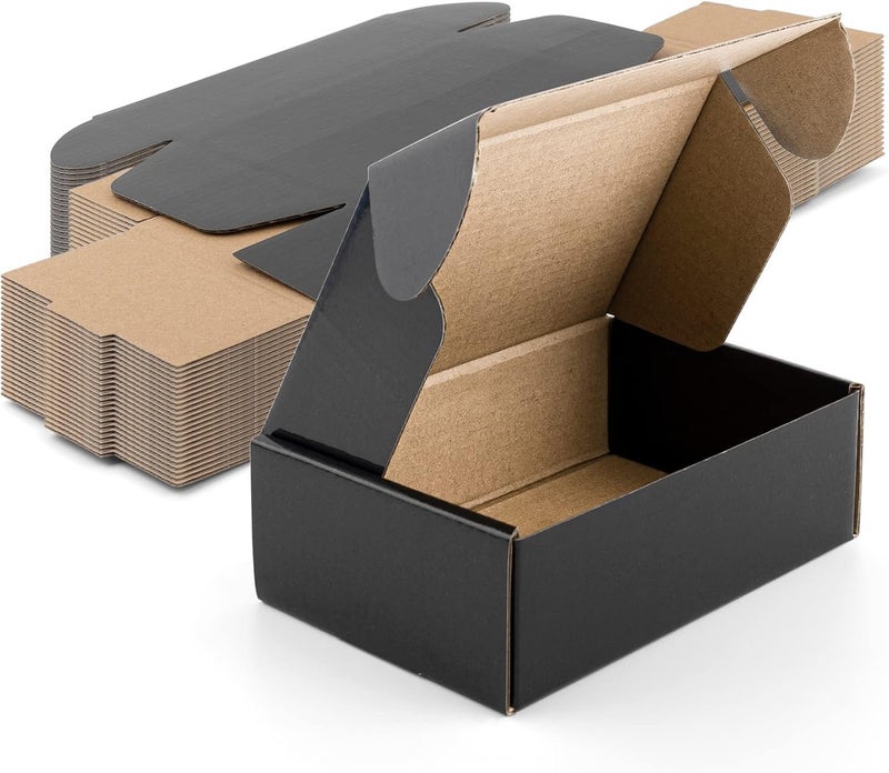 MALANI STORES Premium Eco-friendly 6x4x2 inch Black selflock corrugated 3ply boxes Pack of -50 - Image 1