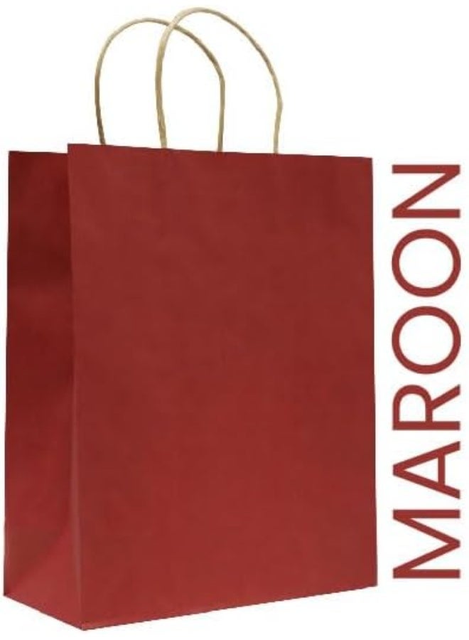 إس إن إتش باكينج أكياس ورق مارون مقاس 16 × 8 × 22 سم بمقبض ملفوف 10 قطع - Image 1