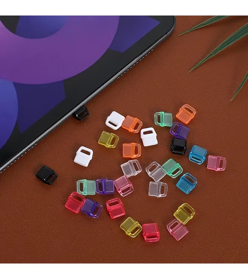 5 سدادات غبار USB-C شفافة من السيليكون لحماية منفذ Type-C للهاتف واللابتوب والتابلت - Image 4