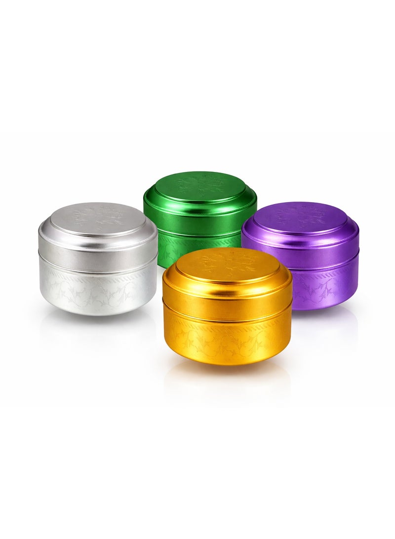 Ayda صناديق تخزين دائرية مكونة من 4 قطع للفواكه المجففة الحلوة، البخور، مجوهرات، سيلفر 50 مل - Image 4