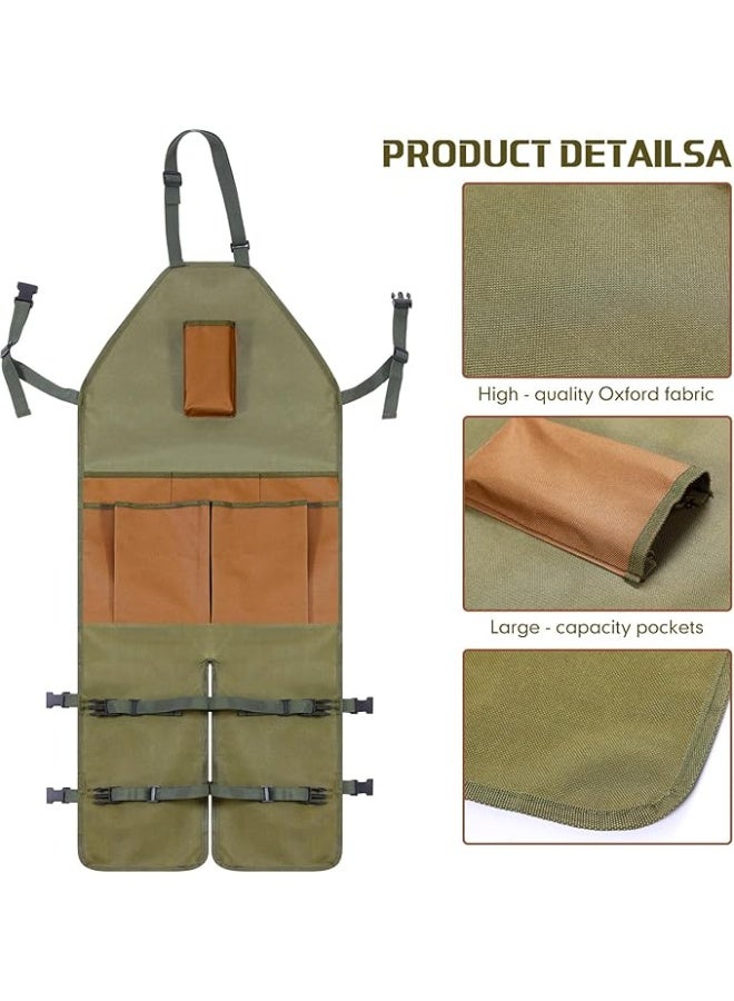Gardening Apron with Adjustable Legs, Waterproof, 6 Release Pockets, Army Green – Adjustable Buckle for Gardening, Woodworking, Pottery, BBQ, Cafe, Kitchen, Painting, Carpenter Work - Image 2
