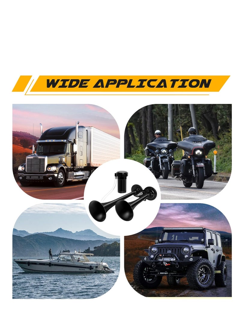 Zikra 12V Air Horn Kit Super Loud Train Horn for Truck  Air Horn Dual Truck Horn with Compressor for 12V Vehicles Trucks Pickup Trains Cars Boats (Dual black) - Image 5