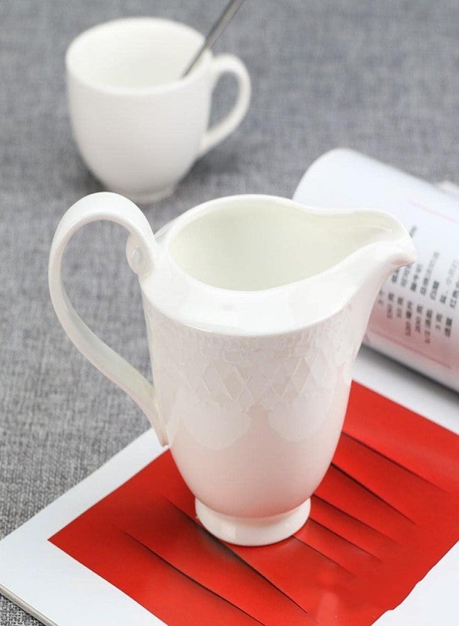 Gaolinci Arabesque Embossed Gravy Boat, Fine White Porcelain Steak Sauce Pot, Easy-to-Pour Creamer Pitcher. 8 Oz - Image 3