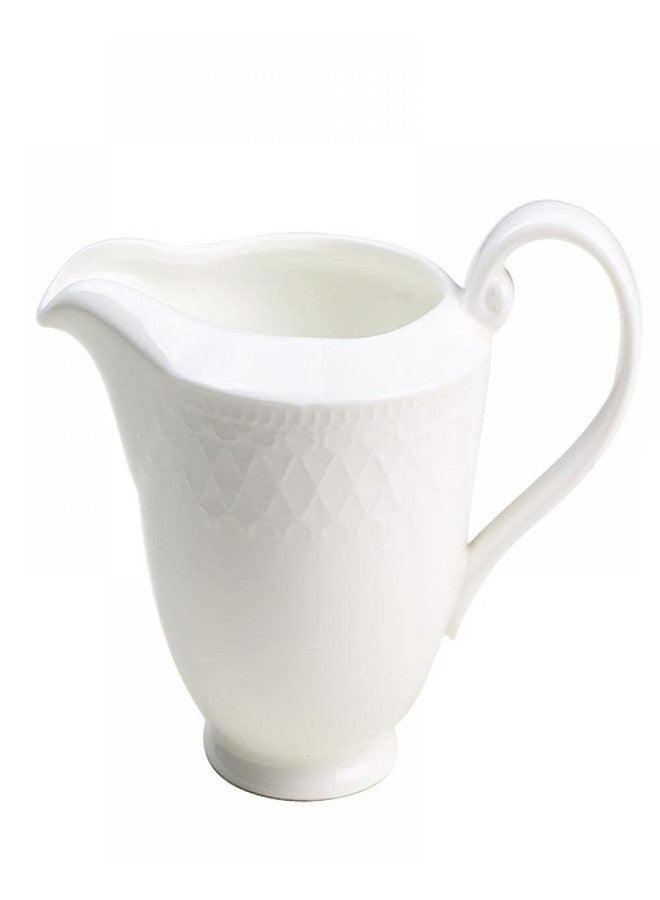 Gaolinci Arabesque Embossed Gravy Boat, Fine White Porcelain Steak Sauce Pot, Easy-to-Pour Creamer Pitcher. 8 Oz - Image 1