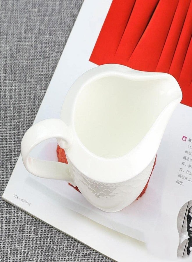 Gaolinci Arabesque Embossed Gravy Boat, Fine White Porcelain Steak Sauce Pot, Easy-to-Pour Creamer Pitcher. 8 Oz - Image 4