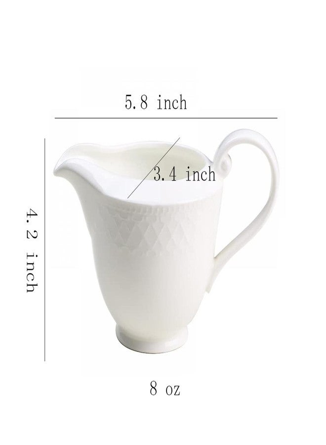 Gaolinci Arabesque Embossed Gravy Boat, Fine White Porcelain Steak Sauce Pot, Easy-to-Pour Creamer Pitcher. 8 Oz - Image 2