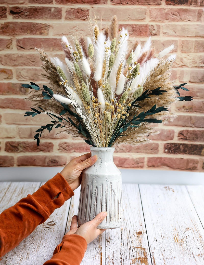 xin's convey 126pcs Dried Pampas Grass Decorations, (Vase Not Included), Dried Flowers Bouquet, Reed Grass Bouquet for Boho Floral Wedding, Bedroom, Rustic Farmhouse Decor. - Image 4
