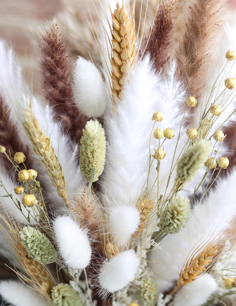 xin's convey 126pcs Dried Pampas Grass Decorations, (Vase Not Included), Dried Flowers Bouquet, Reed Grass Bouquet for Boho Floral Wedding, Bedroom, Rustic Farmhouse Decor. - Image 5