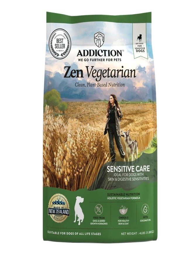 Addiction Zen Vegetarian Dry Dog Food - Plant-Based Protein for Dogs with Meat Allergies & Sensitive Skin - Vegetarian Dog Food for All Life Stages - Made in New Zealand 4lb - Image 1