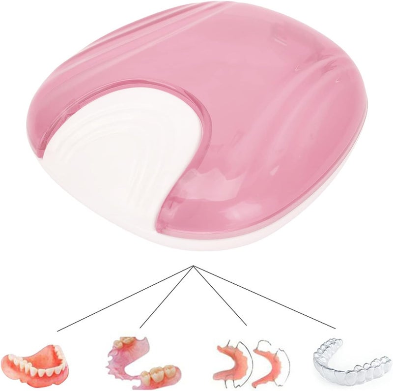 klarako Retainer Case, Durable Orthodontic Retainer Case Tooth Denture Container Portable Denture Storage Box, Dentures Dental Box Denture Cup Dental Care(pink) - Image 2