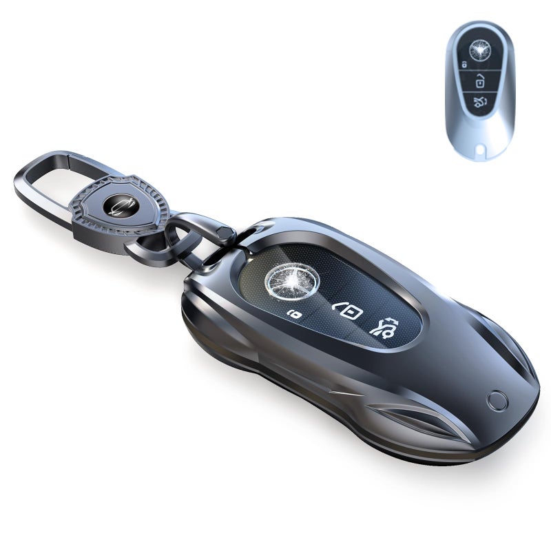 saxsion for Mercedes Benz Key fob Cover with Metal Keychain Case Key Shell Protector Compatible with 2020-2024 S-Class G-Class E-Class EQE EQS Accessories (Classic Blackï¼Œfor Benz-C) - Image 1