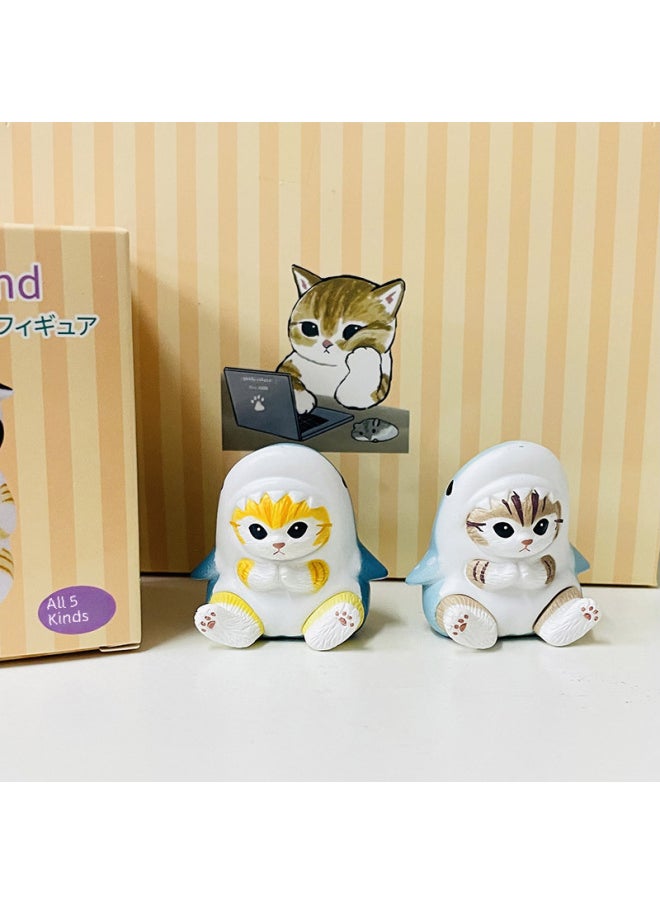 Generic - Eikoh Box Egg Mofusand Cat Shark Illustration Designer Shark Cat Collection Model Scene 5 Ornaments-Color:The Second Part Of The Fried Shrimp Headgear (without Keychain) - Image 1