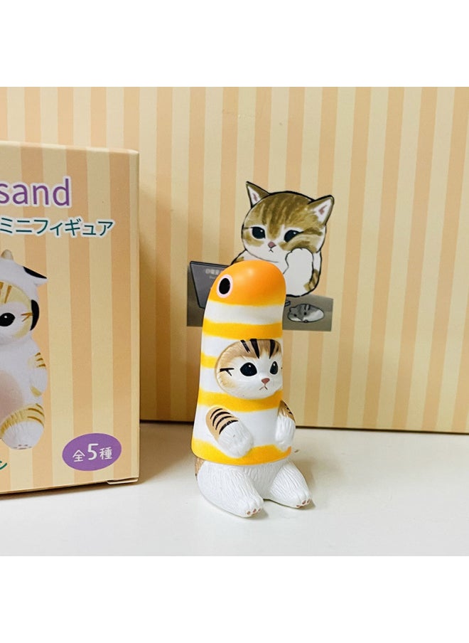 Generic - Eikoh Box Egg Mofusand Cat Shark Illustration Designer Shark Cat Collection Model Scene 5 Ornaments-Color:The Second Part Of The Fried Shrimp Headgear (without Keychain) - Image 1