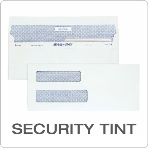 Quality Park #8 5/8 Double-Window Security Envelopes, Self-Sealing, Tamper Evident, For Checks, Payroll, 24 lb White Wove, 3-5/8 x 8-5/8 Inches, 500/Box (QUA67539) - Image 4
