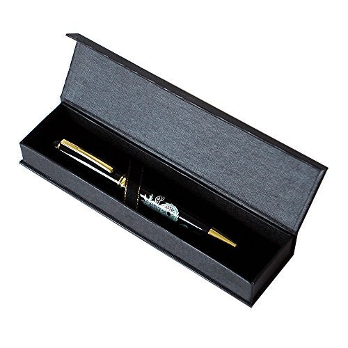 Antique Alive Mother of Pearl Handmade Retractable Executive Gift Deluxe Rollerball Medium Point German Black Ink Ballpoint Pen (Black Dragon) - Image 3