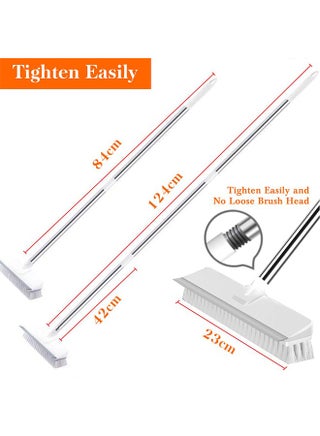 Cleaning Brush with Long Handle, bathroom floor brush, 2 in 1 Floor Scrub Brush Stiff Bristle Brush Scrubber with Squeegee, Shower Scrubber Kit with 108cm Extendable Handle for Bathroom, Kitchen, Deck, Tub and Tile - view 2