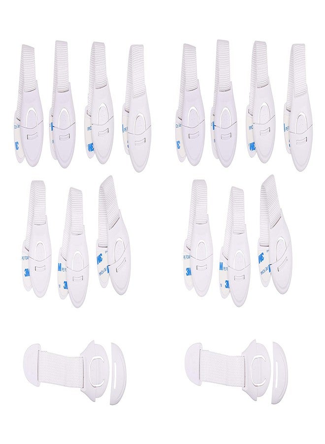 KitschKitsch® 16pcs Baby Infant Child Proofing Safety Locks Latches Door Cupboard Cabinet Fridge Drawer Locks (White) - Image 1