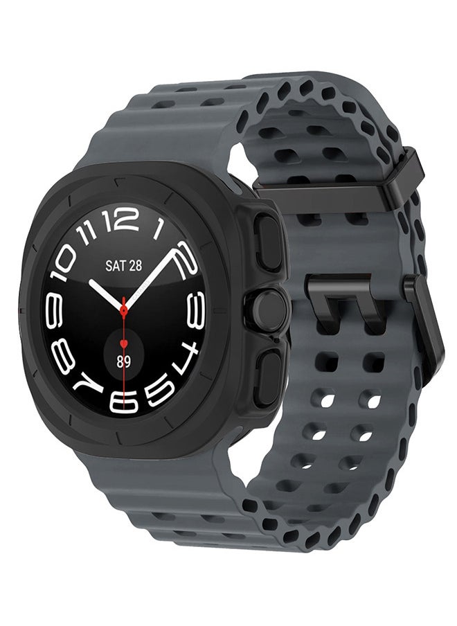 CATANES (for Samsung Galaxy Watch 7 Ultra 47mm) 2 Packs Silicone Band and Case, Soft Ocean Silicone Sport Strap Replacement Accessory  - Image 3