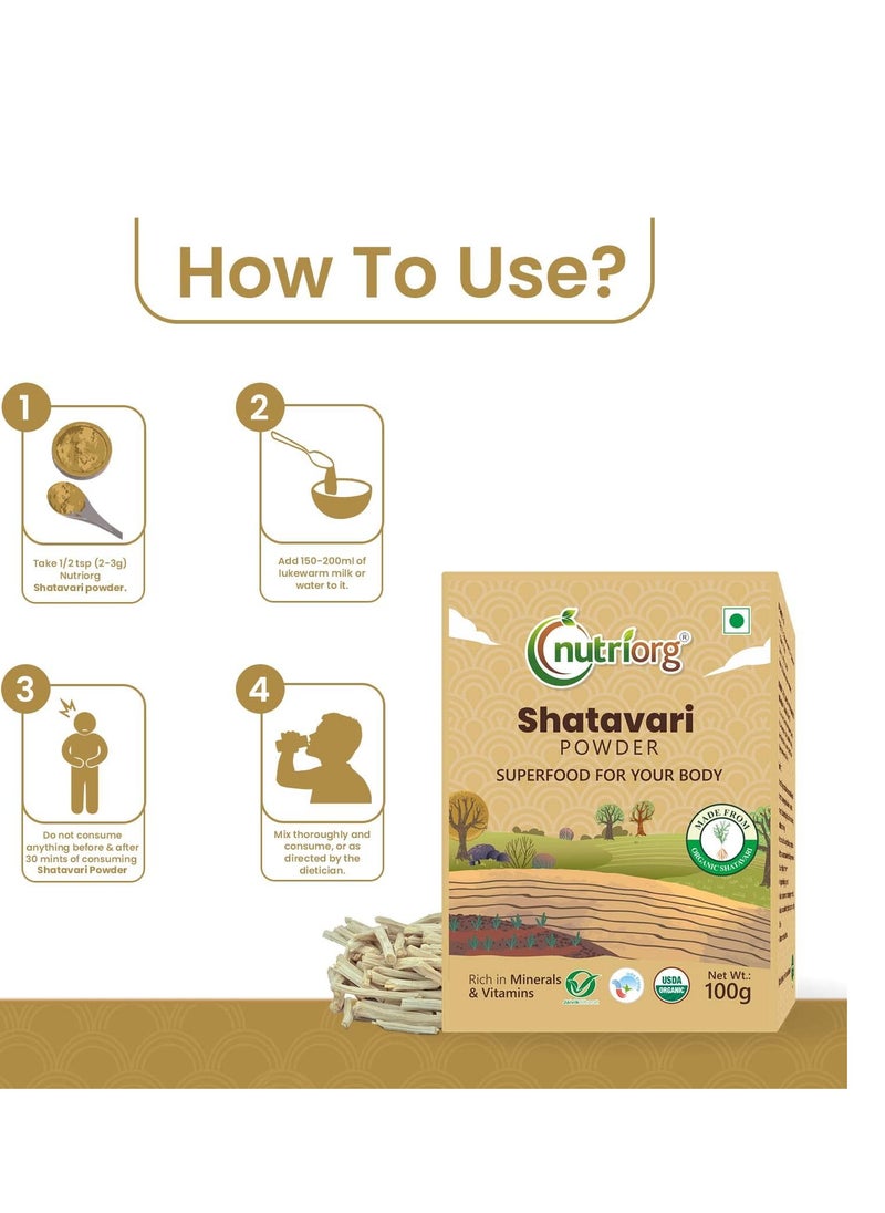 nutriorg Certified Organic Shatavari Powder 100g  - Image 2