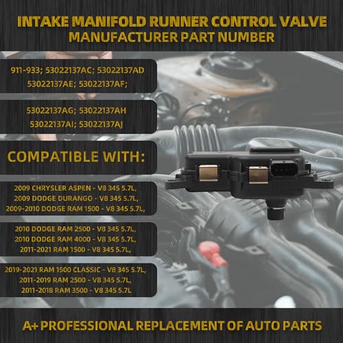 Dasbecan 911933 Intake Manifold Runner Control Valve Compatible with Dodge Durango Ram 1500 Classic 2500 3500 20092021 57L OE 53022137AC 53022137AD 53022137AE - Image 3