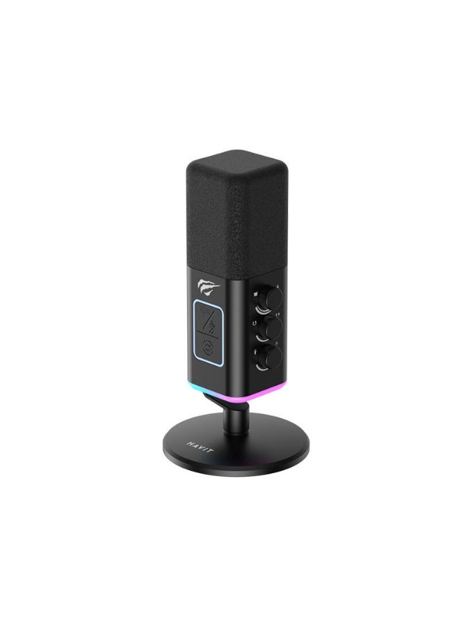 HAVIT GK71 USB RGB Gaming Microphone – Professional Microphone for Live Streaming and Content Creation, Touch Mute Button, Crystal-Clear Audio Recording, Anti-Vibration Desktop Stand, Plug & Play, Compatible with Windows, Mac, and PS5. - Image 2