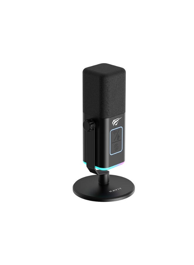 HAVIT GK71 USB RGB Gaming Microphone – Professional Microphone for Live Streaming and Content Creation, Touch Mute Button, Crystal-Clear Audio Recording, Anti-Vibration Desktop Stand, Plug & Play, Compatible with Windows, Mac, and PS5. - Image 4