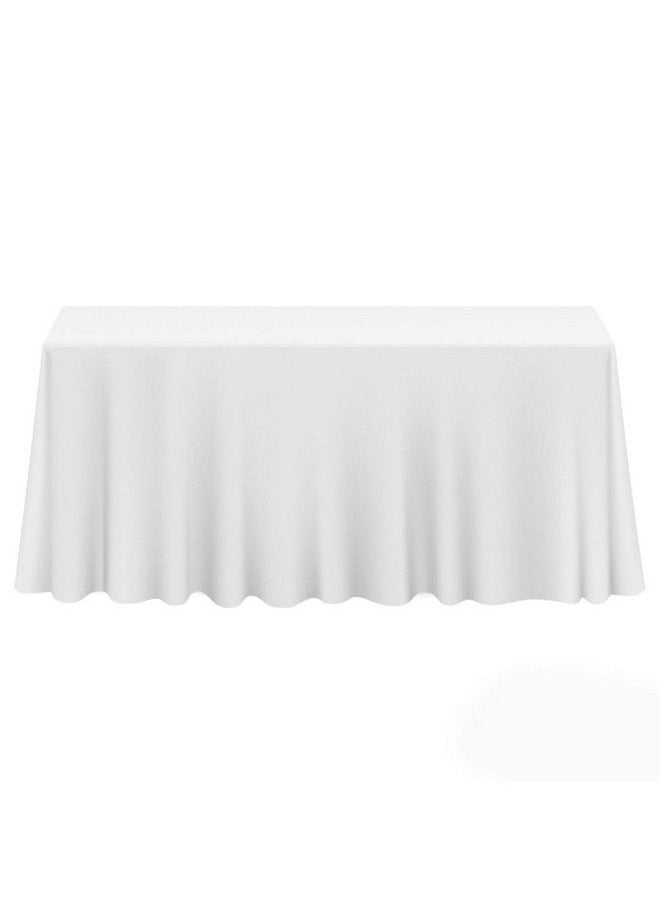 Lann's Linens - 90" X 132" Premium Tablecloth For Wedding/Banquet/Restaurant Rectangular Polyester Fabric Table Cloth White - Image 1