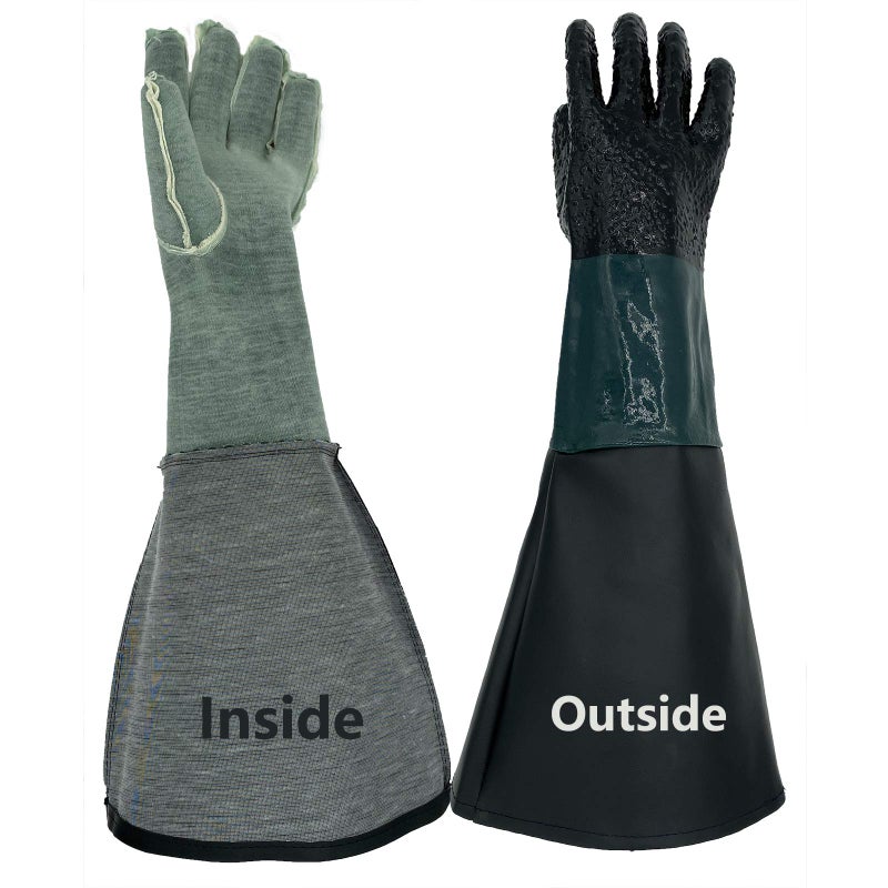 HOLDWIN Rubber Sandblaster Gloves for Abrasive Blasting be Used on Sandblast Cabinet Sand Blasting Gloves With Particle - Image 2