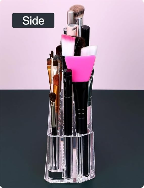 SHOPECOM حامل فرش المكياج الأكريليكي 26 فتحة من شوبكوم - حامل محدد العيون وحدود الشفاه ومنظم فرش المكياج - Image 4