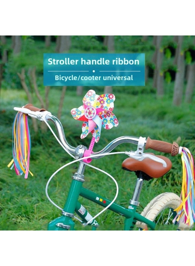 Colorful Rotating Windmill Children's Scooter Bicycle Stroller Decorative Pendant Small Windmill Outdoor Toys-Color:1 Long And Short Windmill - Image 2