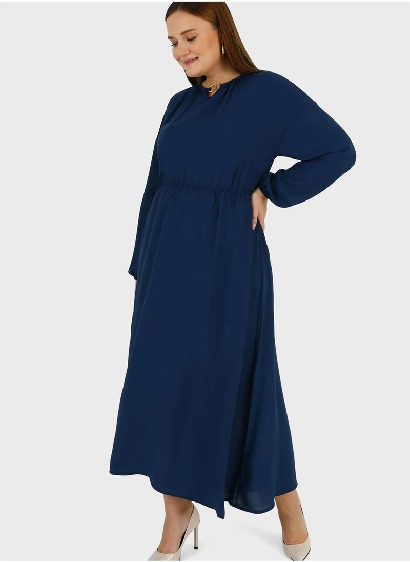 Alia by modanisa Gathered Waist Maxi Dress