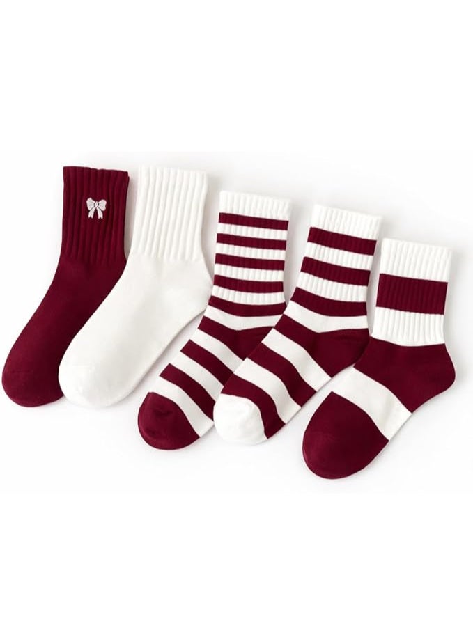 Trendora Women's Cotton Long Socks, Multi Color, Pack of 5 + 1 Pair Gift- Cotton Blend - Image 1