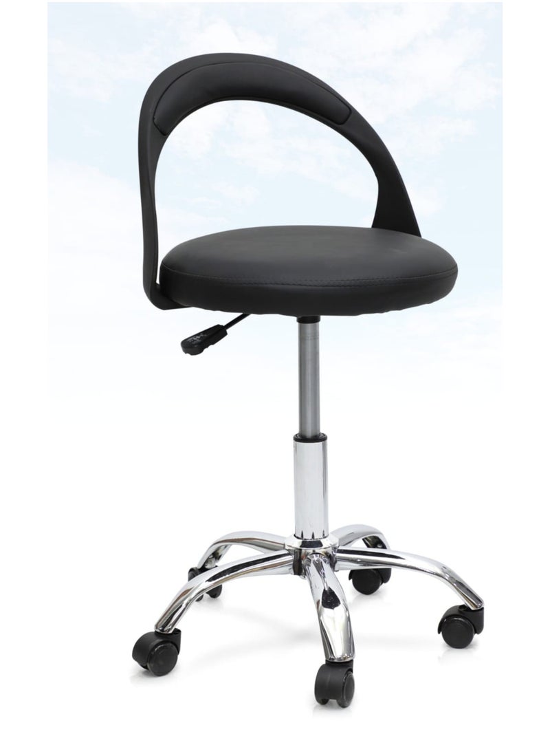 KARNAK Karnak PU Leather Bar Stools Set of 2 Breakfast Chairs Adjustable Swivel Stylish Counter Chairs Gold High Stools for Kitchen Island/Home Bar Color Black  - Image 2