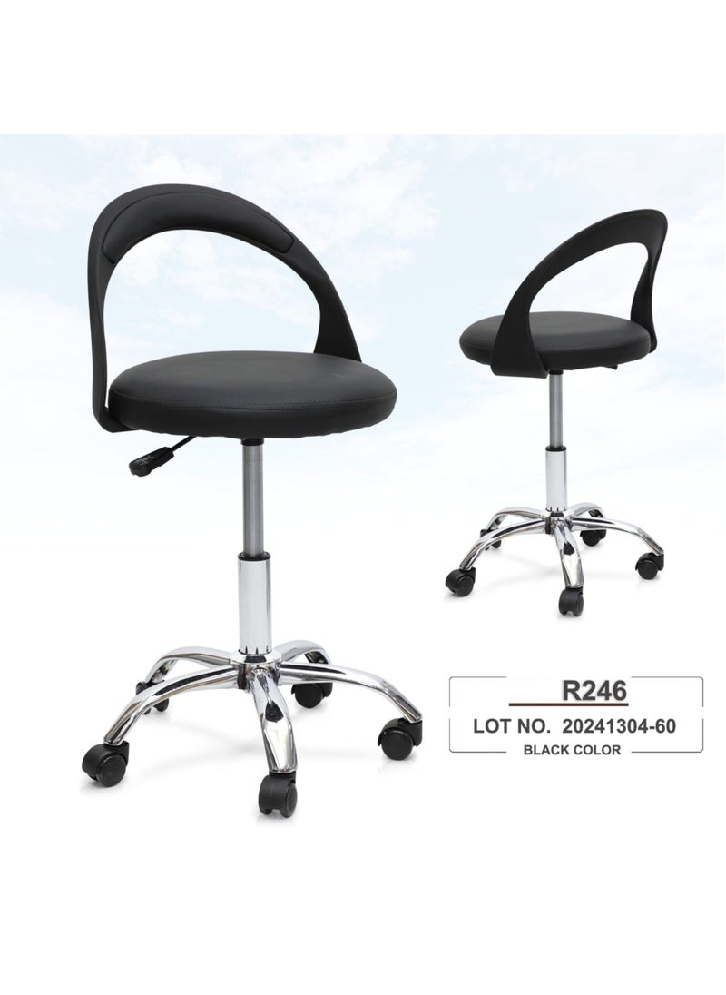 KARNAK Karnak PU Leather Bar Stools Set of 2 Breakfast Chairs Adjustable Swivel Stylish Counter Chairs Gold High Stools for Kitchen Island/Home Bar Color Black  - Image 3