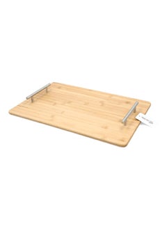 Bien Servi Rectangular Bamboo Serving Tray with Handle Natural and Silver 5 x 30 x 45 cm G19-BX012  - Image 2