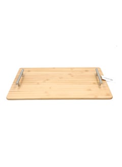 Bien Servi Rectangular Bamboo Serving Tray with Handle Natural and Silver 5 x 30 x 45 cm G19-BX012  - Image 1