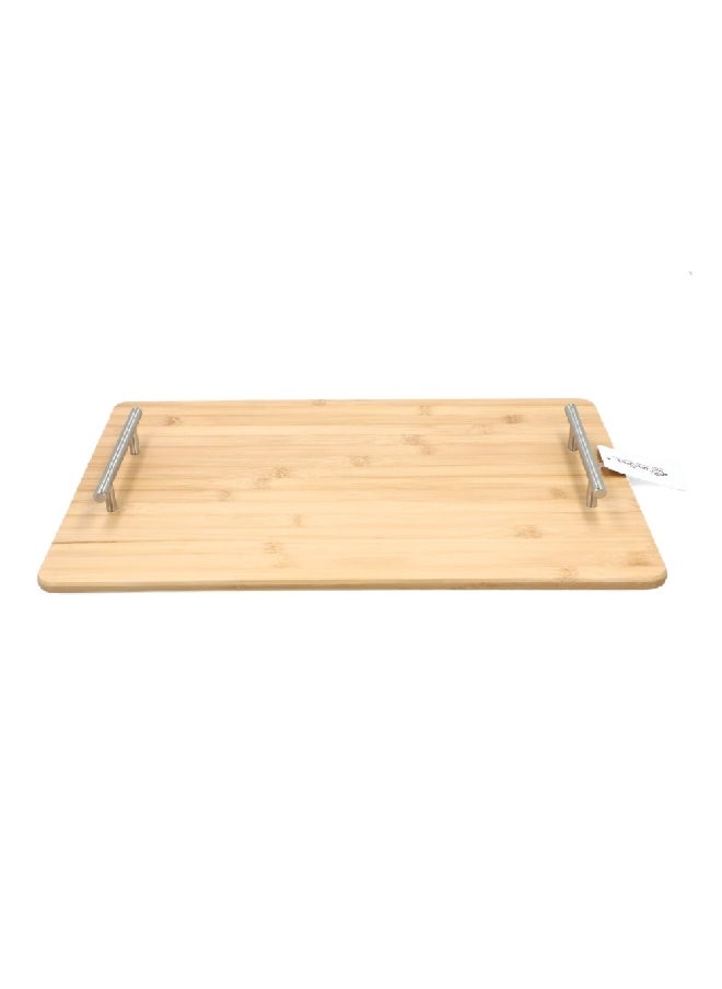 Bien Servi - Rectangular Bamboo Serving Tray with Handle Natural and Silver 5 x 30 x 45 cm G19-BX012 - Image 1