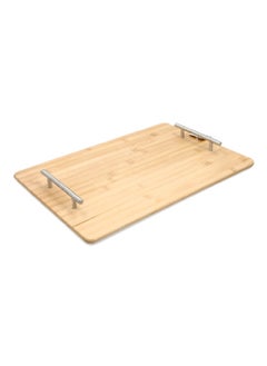 Bien Servi Rectangular Bamboo Serving Tray with Handle Natural and Silver 5 x 30 x 45 cm G19-BX012  - Image 4