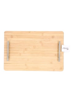 Bien Servi Rectangular Bamboo Serving Tray with Handle Natural and Silver 5 x 30 x 45 cm G19-BX012  - Image 3