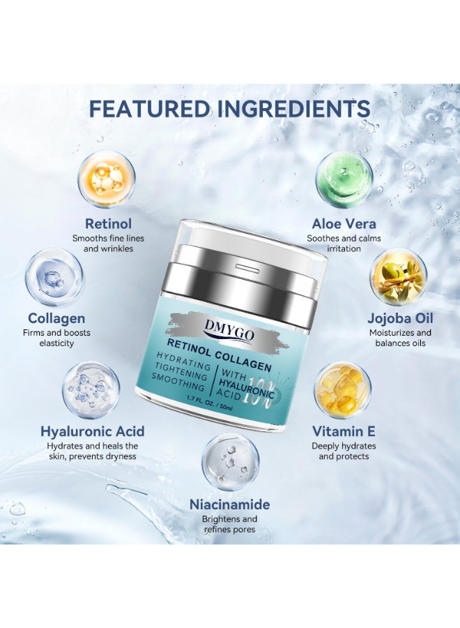 DMYGO Instant Face Lift Cream with Retinol Collagen Hyaluronic Acid Neck Cream for Tightening and Firming Anti Aging Face Moisturizer for Women Men Reduce Wrinkle Retinol Cream for Face 17 FL OZ - Image 4