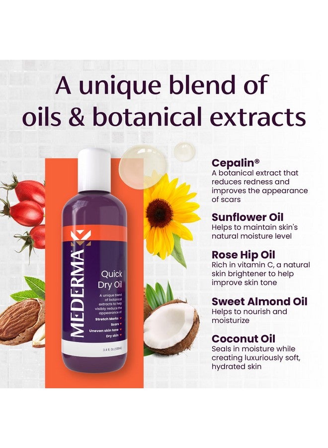 Mederma Ederma Quick Dry Oil Scar And Stretch Mark Treatment Helps To Improve The Appearance With Natural Botanical Extracts Paraben Free Fastabsorbing 3.4Oz (100Ml) - Image 3