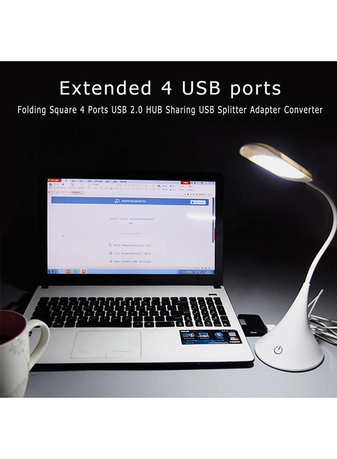 NIBEMINENT Folding Square 4 Ports USB 2.0 HUB Sharing Splitter Adapter Converter Black - Image 2