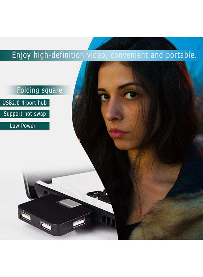 NIBEMINENT Folding Square 4 Ports USB 2.0 HUB Sharing Splitter Adapter Converter Black - Image 3
