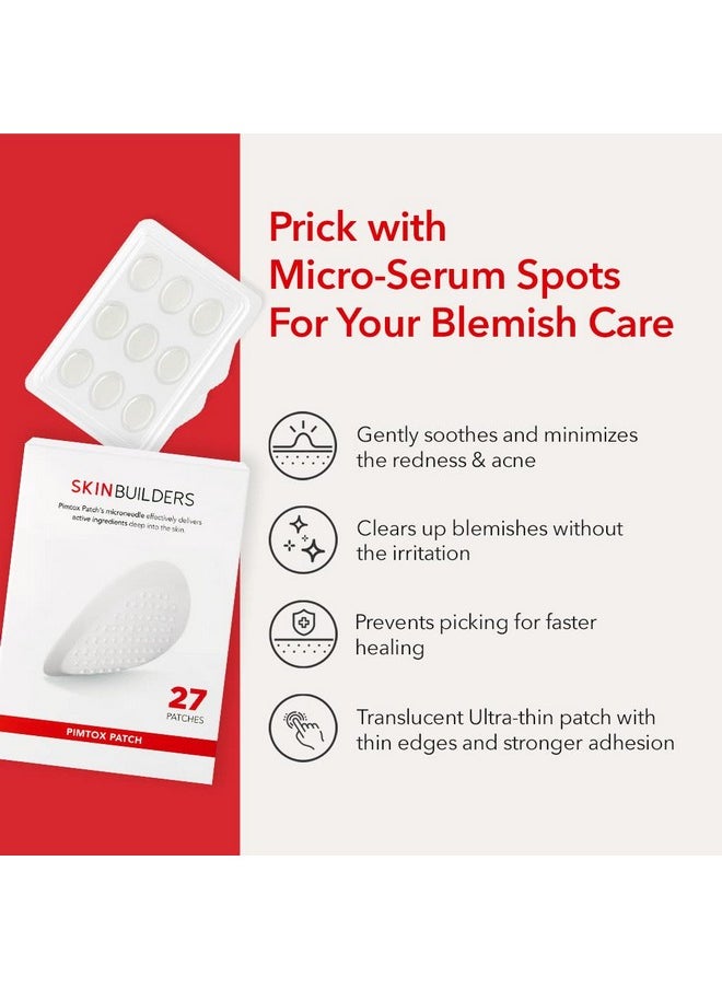 SKINBUILDERS - Kinbuilders Microdart Acne Patch Pimple Patch Microneedle Acne Treatment Pimple Pimtox Acne Patches For Hormonal Acne And Blemishes Zit Patches Patented Microneedles 27Ea Micropoint Pimple Patch - Image 1