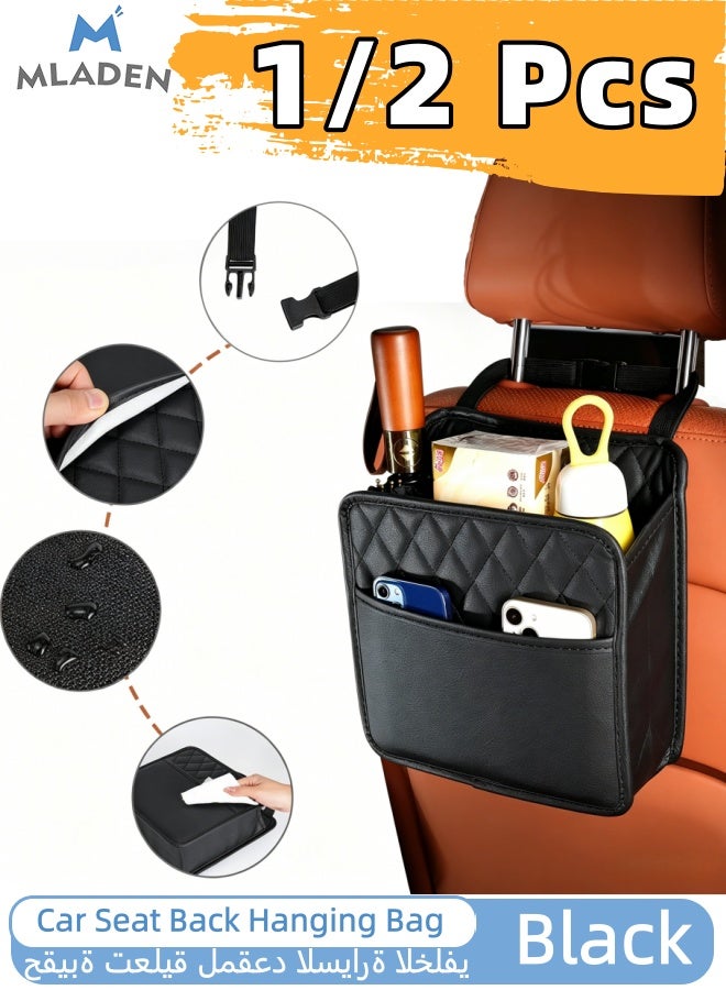 MLADEN Car Backseat Organizer, Hanging Seat Back Storage Bag with Trash Can, Multi-Functional Leather Car Pocket for Truck, Minivan, SUV, RV – Road Trip Must-Have - Image 1